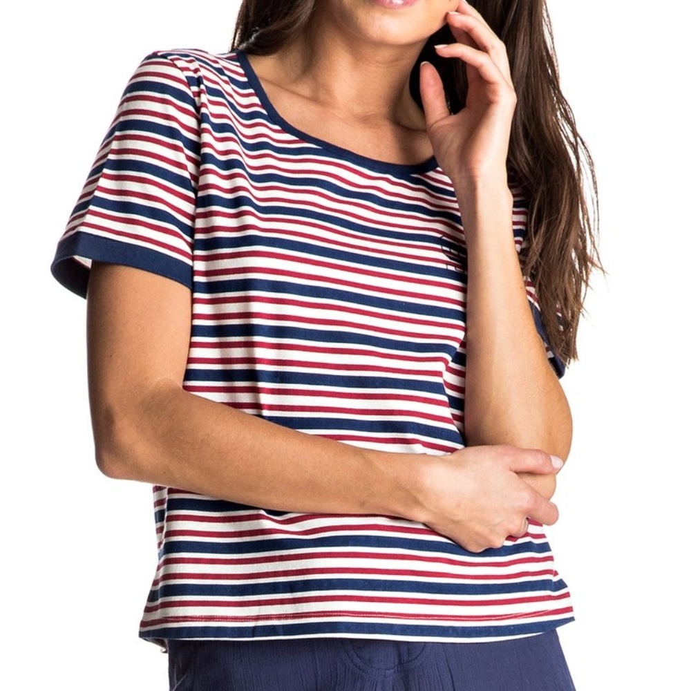 Roxy Striped Tee, red and blue stripe shirt
